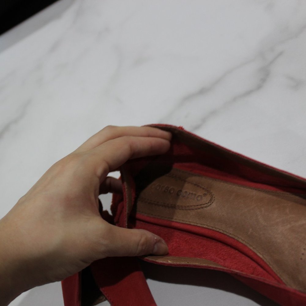 Corso Como Red Leather Square Toed Flats sz 7 NWT - Picture 6 of 8